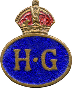 Enamel Home Guard lapel badge worn on civilian clothing