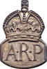 Silver metal ARP lapel badge
