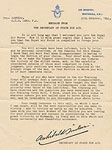 Letter from the Air Ministry telling Allan his services in the RAF were not required